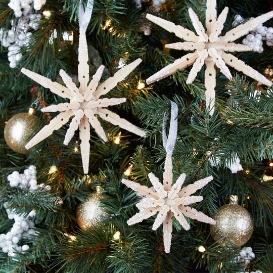 Kids Clothespin Snowflake Ornament